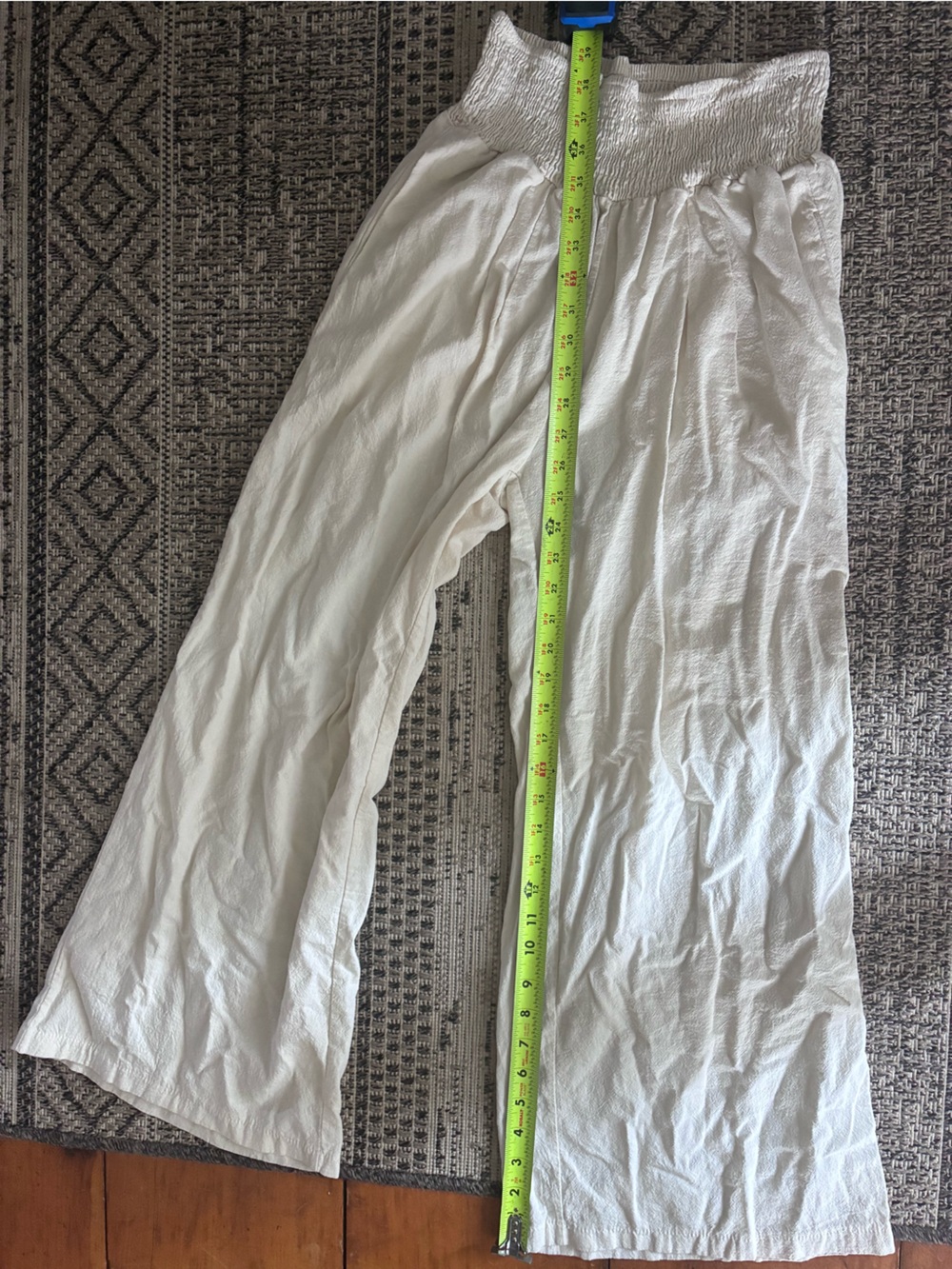 High-Waist Wide-Leg Cream Linen Pants - Picture 11 of 11